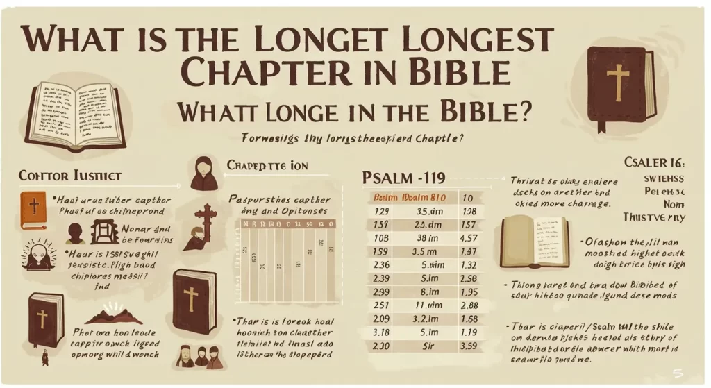 Illustrated chart comparing chapters to answer what is the longest chapter in the bible.