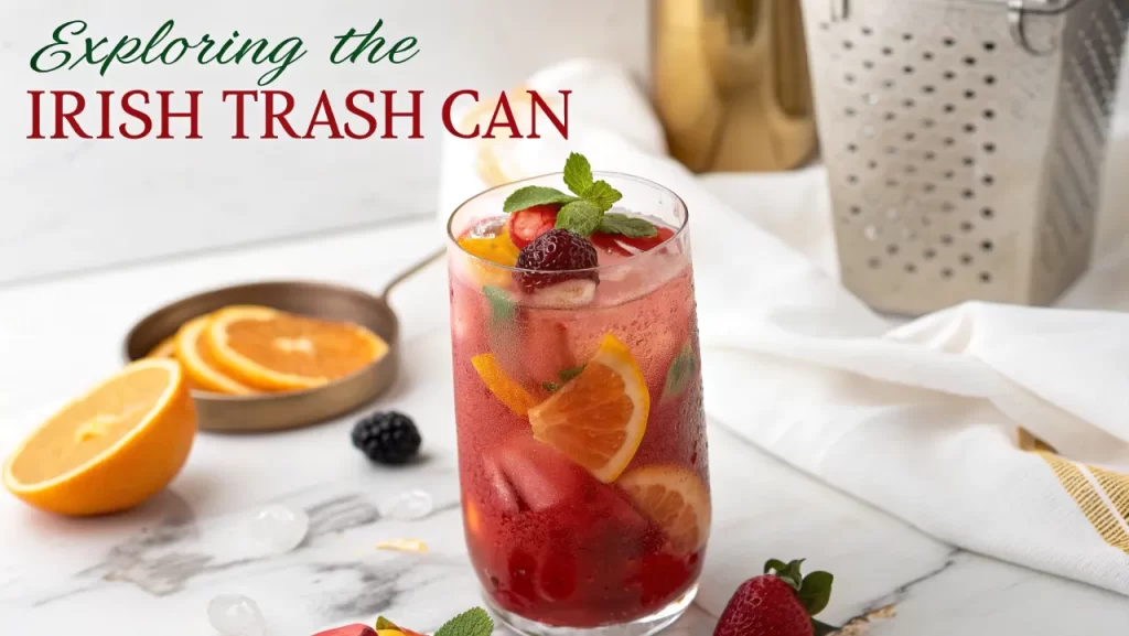 A refreshing Irish Trash Can cocktail with fruits