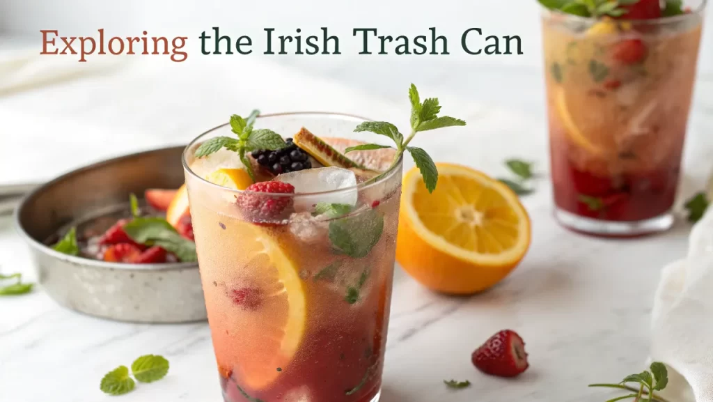Fresh Irish Trash Can cocktail with mint and citrus.