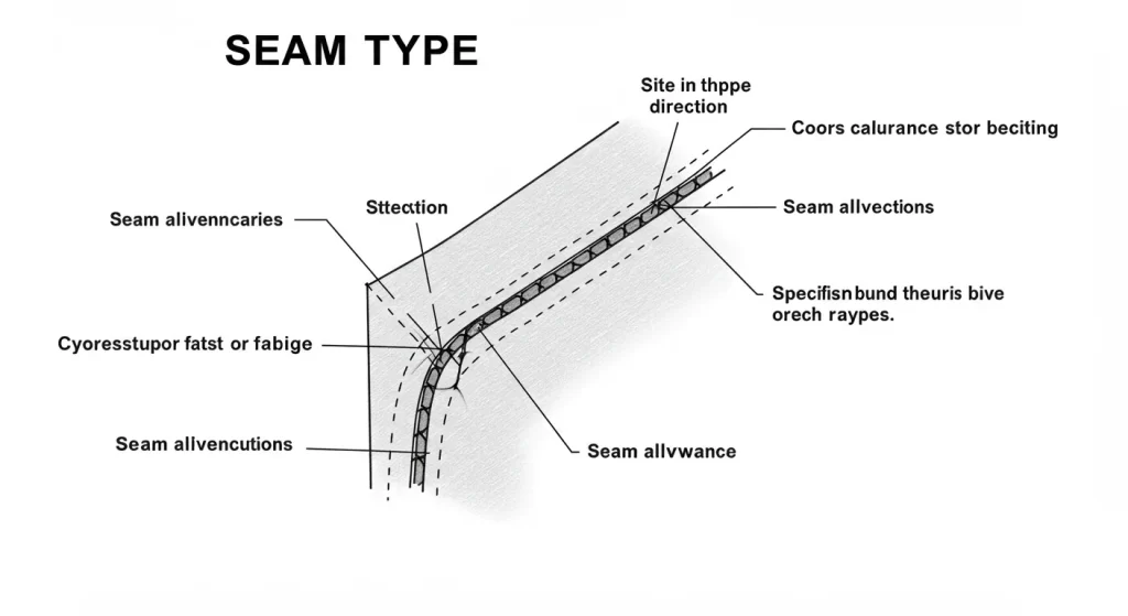 Diagram showing different seam types