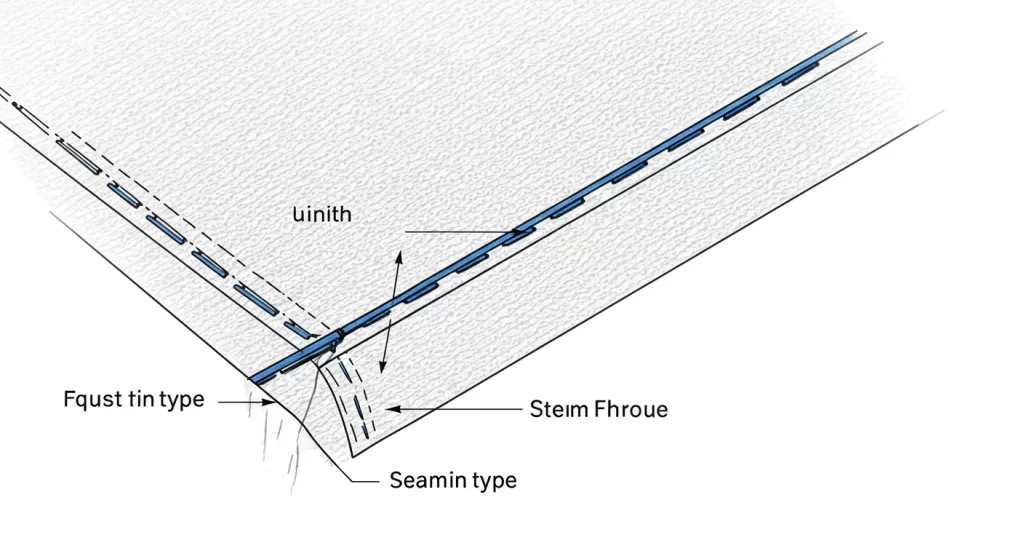 Textile seam joining two fabric pieces